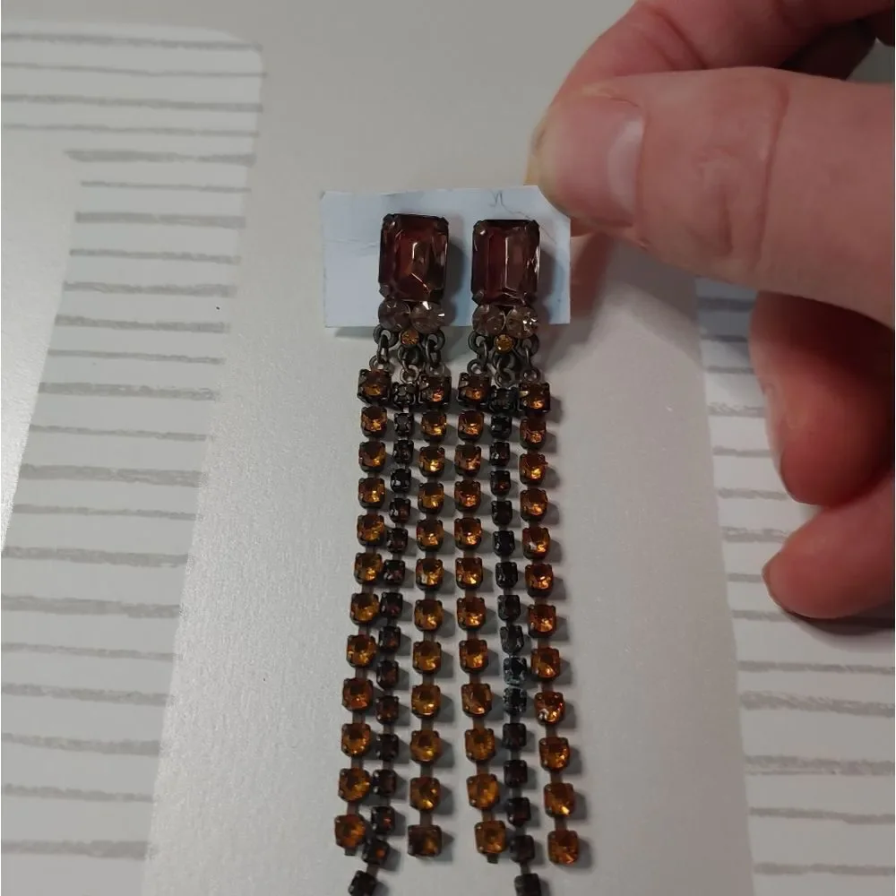 Vintage 90s Topaz & Citrus Rhinestone Earrings